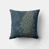 ダークティール(緑がかった色)と金ゴールドビクトリアンスタイル孔雀フェザー クッション (裏面)