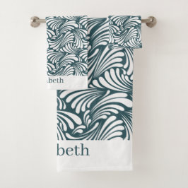 ダークティール（緑がかった色）アールヌーボー バスタオルセット