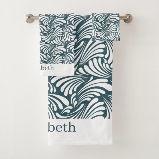 ダークティール（緑がかった色）アールヌーボー バスタオルセット (インサイチュ)