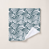 ダークティール（緑がかった色）アールヌーボー バスタオルセット (ウォッシュタオル)