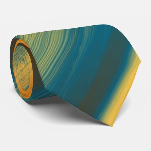 ダークティール(緑がかった色)イエローオレンジ抽象芸術 ネクタイ (ロール)