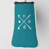 ダークティール(緑がかった色)ゴルフクラブモノグラム ゴルフヘッドカバー (回転90)