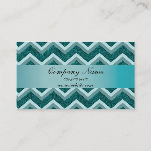 ダークティール（緑がかった色）ジグザグポケット2019カレンダー 名刺 (正面)