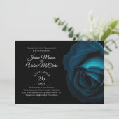 ダークティール(緑がかった色)ターコイズバラゴシックエレガントウェディング 招待状 (スタンド正面)