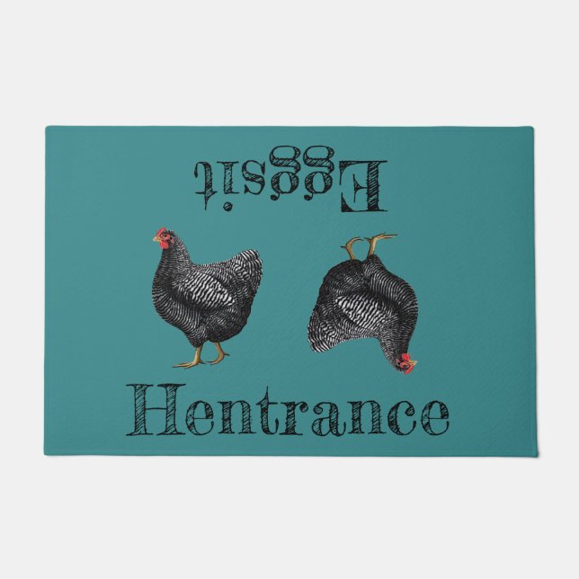 ダークティール（緑がかった色）ドアマットファームハウスヘントランスエグット ドアマット (正面)