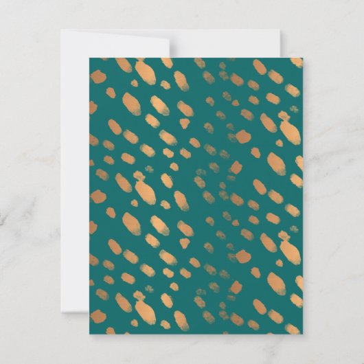 ダークティール(緑がかった色)フォトフェイクバラゴールドフォイルタイポグラフィ セーブザデート (裏面)