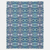 ダークティール(緑がかった色)ブルーグリーンターコイズバイオレット族アート フリースブランケット (正面)