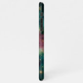 ダークティール(緑がかった色)ブルーグリーンピンクパープルミルキーウェイ銀河系 iPhoneケース (左側)