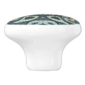 ダークティール(緑がかった色)ブルーシーフオムグリーンエスニック族アート セラミックノブ (側面)