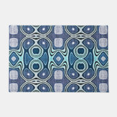 ダークティール(緑がかった色)ブルーバイオレットターコイズオリエントトライバルアート ドアマット (正面)