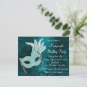 ダークティール（緑がかった色）ブルーマスカレードパーティー 招待状 (スタンド正面)