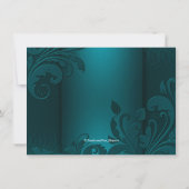 ダークティール(緑がかった色)ブルーマスクマスカレードパーティー 招待状 (裏面)