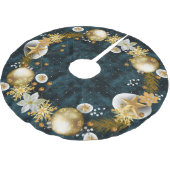 ダークティール（緑がかった色）ベルベット金ゴールドバウブルクリスマスリース ブラッシュドポリエステルツリースカート (アングル)