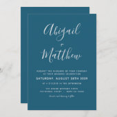 ダークティール(緑がかった色)ミニモダンマリシンプルスト結婚ズ 招待状 (正面/裏面)