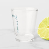 ダークティール（緑がかった色）モダンタイポグラフィ結婚ズ ショットグラス (右)