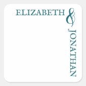 ダークティール(緑がかった色)モダンタイポグラフィ結婚ズ スクエアシール (正面)