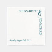 ダークティール（緑がかった色）モダンタイポグラフィ結婚ズ スタンダードカクテルナプキン (正面)