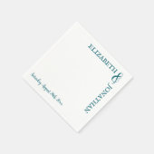 ダークティール（緑がかった色）モダンタイポグラフィ結婚ズ スタンダードカクテルナプキン (角)