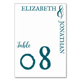 ダークティール（緑がかった色）モダンタイポグラフィ結婚ズ テーブルナンバー