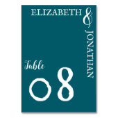 ダークティール（緑がかった色）モダンタイポグラフィ結婚ズ テーブルナンバー (裏面)