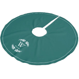 ダークティール(緑がかった色)ローレルファミリーモノグラムカスタム ブラッシュドポリエステルツリースカート