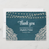 ダークティール（緑がかった色）素朴エレガンス結婚ズ サンキューカード (正面)