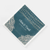 ダークティール(緑がかった色)素朴エレガンス結婚ナプキンス (コーナー)