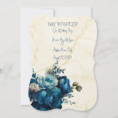 ダークティール（緑がかった色）結婚フローラブーケ セーブザデート (正面)