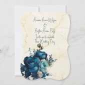 ダークティール(緑がかった色)結婚フローラブーケ 招待状 (正面)