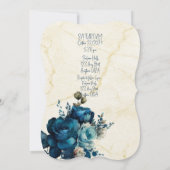 ダークティール(緑がかった色)結婚フローラブーケ 招待状 (裏面)