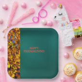 ダークティール（緑がかった色）離れス・サンクスギビング ペーパープレート (パーティー)