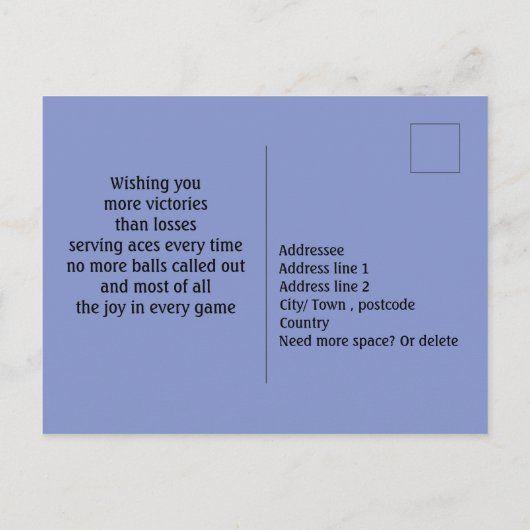 ダークテニス🎾ハッピーバースデーはがき ポストカード (裏面)