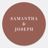 ダークテラコッタホワイトミニマモダンリスト結婚ズ ラウンドシール (正面)