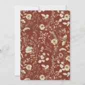 ダークテラコッタボヘミアン結婚ワイルドフラワー 招待状 (裏面)