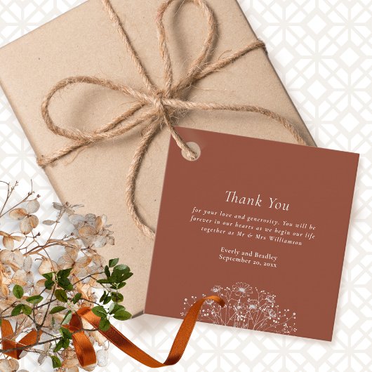 ダークテラコッタラスト結婚フローラサンキュー フェイバータグ