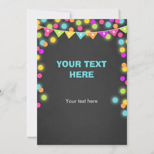 ダークテーブルのサインにカードのネオングローを挿入ラベル 招待状 (正面)