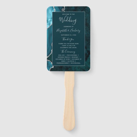 ダークテール シルバー アゲート 結婚式プログラム ハンドファン (正面)