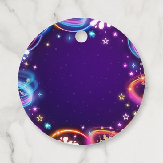 ダークディスコの女の子の誕生日パーティーでネオングロー フェイバータグ (裏面)