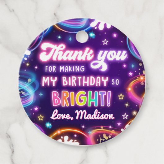 ダークディスコの女の子の誕生日パーティーでネオングロー フェイバータグ (正面)