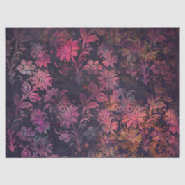 ダークデコップピンクのステンシルフラワーズ 薄葉紙