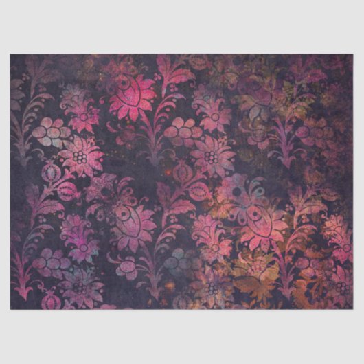 ダークデコップピンクのステンシルフラワーズ 薄葉紙 (正面)