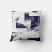ダークデニムブルーとホワイトの抽象芸術デコールピロー クッション (裏面)