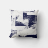 ダークデニムブルーとホワイトの抽象芸術デコールピロー クッション (正面)