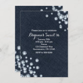 ダークデニム&ダイヤモンド誕生日パーティーの招待状 招待状 (正面/裏面)