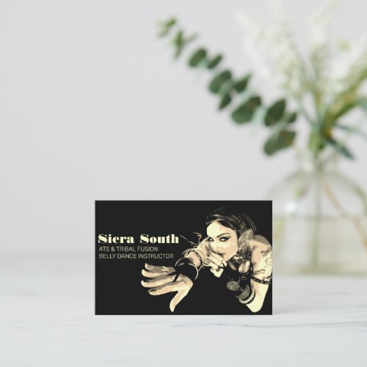 ダークトライバルベリーダンスインストラクターセピアブラック 名刺 (スタンド正面)