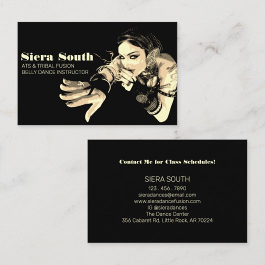 ダークトライバルベリーダンスインストラクターセピアブラック 名刺 (正面/裏面)