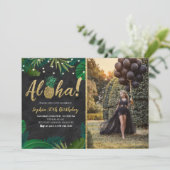 ダークトロピカルアロハ誕生日招待状ウィズフォト 招待状 (スタンド正面)
