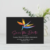 ダークトロピカルバードオブパラダイスピンクビーチ結婚式 セーブザデート (スタンド正面)