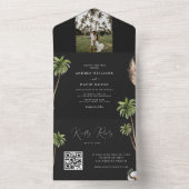 ダークトロピカルパームツリーフォトQRコードRSVP 結婚's オールインワン招待状 (内側)