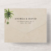 ダークトロピカルパームツリーフォトQRコードRSVP 結婚's オールインワン招待状 (裏面)